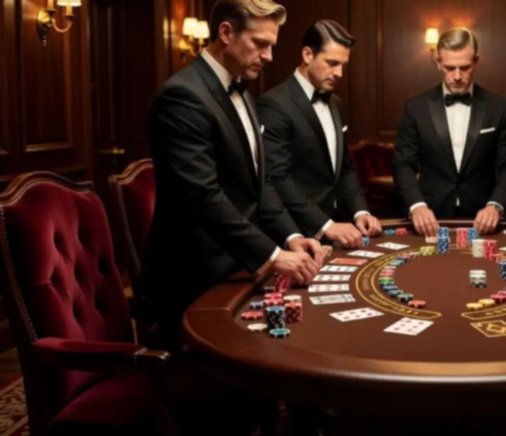 Stół blackjack z żetonami i kartami w prywatnej komnacie MAKSZ-ART Bt.