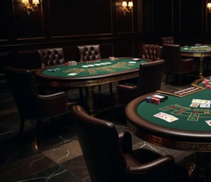 Elegancka prywatna sala MAKSZ-ART Bt. z pokerowym stołem, ruletką i krupierem